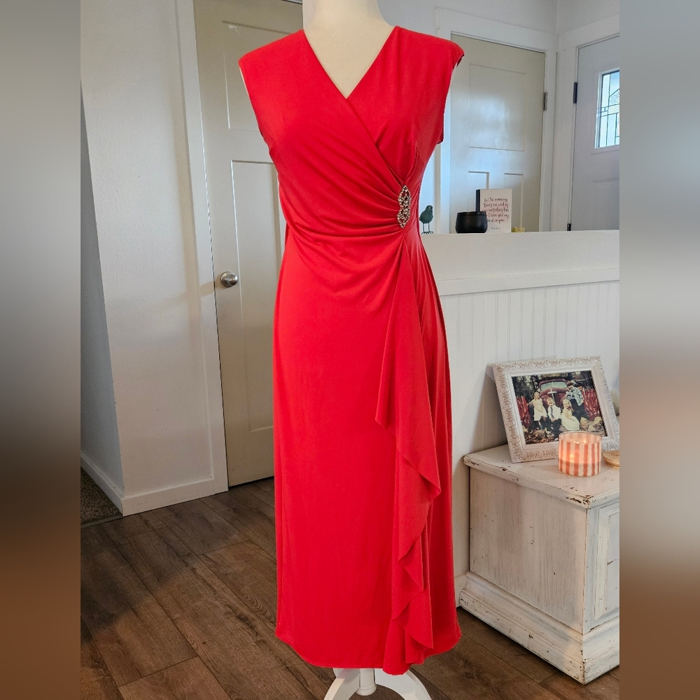 Worn Once - ENFOCUS STUDIO - Orange Faux Wrap Long Dress - Size 6